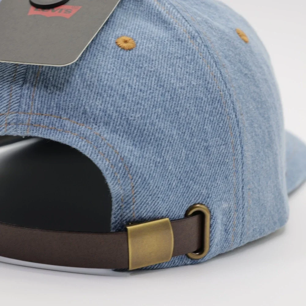 Levi's Men's Relaxed Adjustable Leather Patch Denim Dad Cap Light Blue One Size